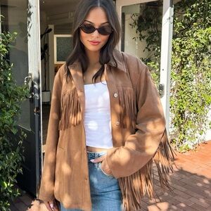 Stitch and Feather Blaine Fringe Suede Jacket